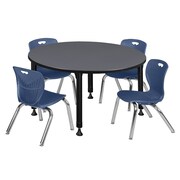 REGENCY Tables > Height Adjustable > Round Table & Chair Sets, 48 X 48 X 23-34, Grey TB48RNDGYAPBK45NV